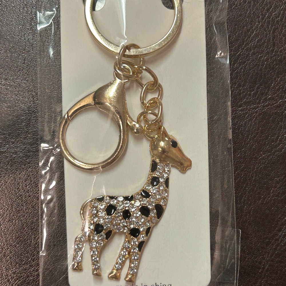 Gold and Black Giraffe Keychain/bag charm